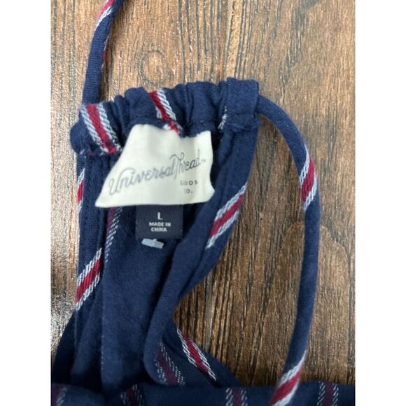 UNIVERSAL THREAD RED WHITE BLUE STRIPE COTTON WIDE LEG CROPPED JUMPSUIT HALTER L - Picture 9 of 10